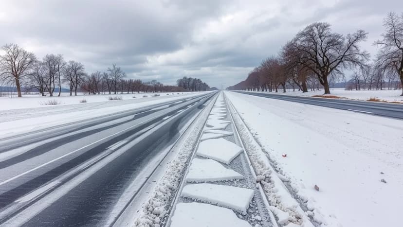 Varning för snö och is på vägen